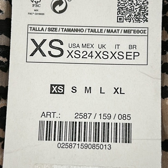 ZARA Textured Animal Print Ruched Puff Sleeve Mini Dress XS NWT - Picture 6 of 15